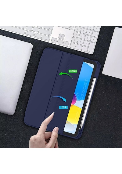 Apple Uyumlu iPad 11.nesil 11 İnç 2025 Kılıf Premium Kalem Bölmeli Uyku Modlu Kapaklı Smart Case Kapaklı Kılıf