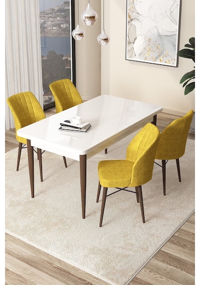 Canisa Concept Arp Serisi 70x110 Sabit Mutfak Masası Takımı Beyaz Ceviz Masa 4 Hardal Sandalye Masa Beyaz/ Sandalyeler Hardal Sarısı Canisa Concept Arp Serisi 70x110 Sabit Mutfak Masası Takımı Beyaz Ceviz Masa 4 Hardal Sandalye Masa Beyaz/ Sandalyeler Hardal Sarısı