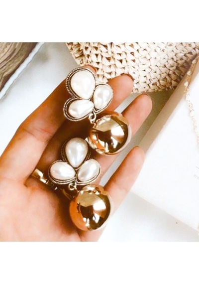 İncili Gold Top Küpe