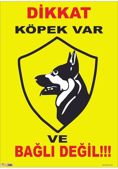 Dikkat Köpek Var 15x21 Cm Galvaniz Saç 0,4 Mm Hyv 012