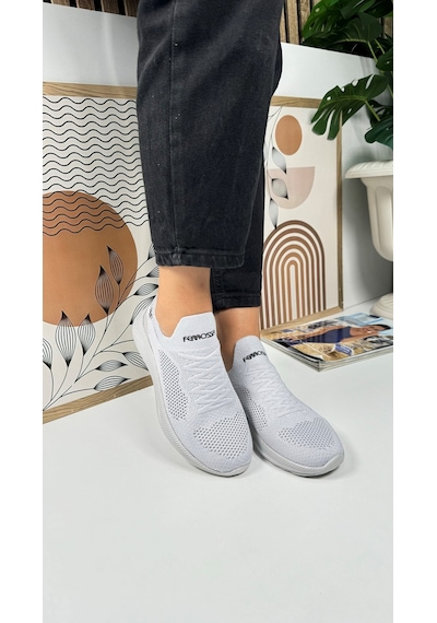 Günlük Unisex Sneaker Slip-on Nefes Alabilen Hafif Yürüyüş Bağcıksız Esnek Spor Ayakkabı 041f Buz