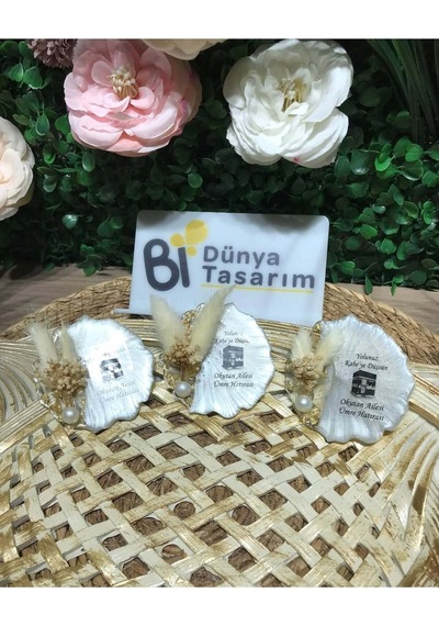 Epoksi Magnet Söz, Nişan, Nikah, Düğün, Kına 10 Adet Gri - Gümüş