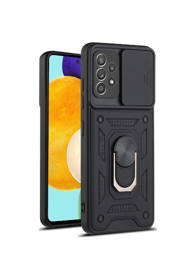 Fibaks Galaxy A52/a52s Uyumlu Kılıf Kamera Korumalı Sürgülü Yüzüklü Armor Military Tank Zırhlı