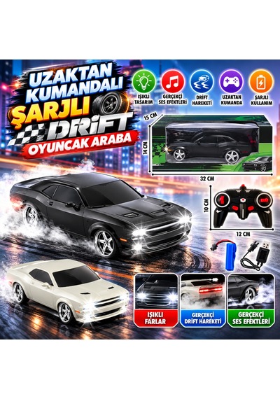 12063-3 Uzak.kum.şarjlı Drift Oyuncak Araba Siyah