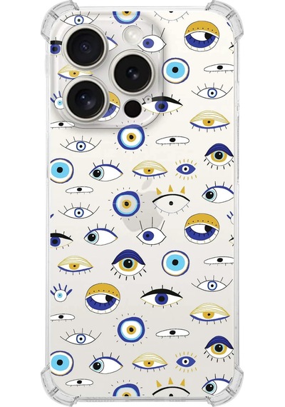 Printify Apple Uyumlu iPhone 15 Pro Devil Eye 2 Şeffaf Köşe Ve Kamera Korumalı Korumalı Antişok Kılıf 0166b