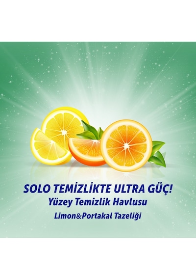 Solo Yüzey Temizlik Havlusu 100 Yaprak Limon & Portakal Tazeliği Tekli