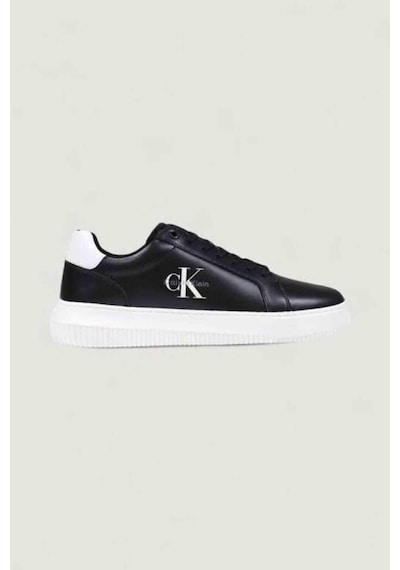 Calvin Klein Erkek Chunky Cupsole Deri Sneaker Ayakkabı - Siyah-8456 Black/bright White