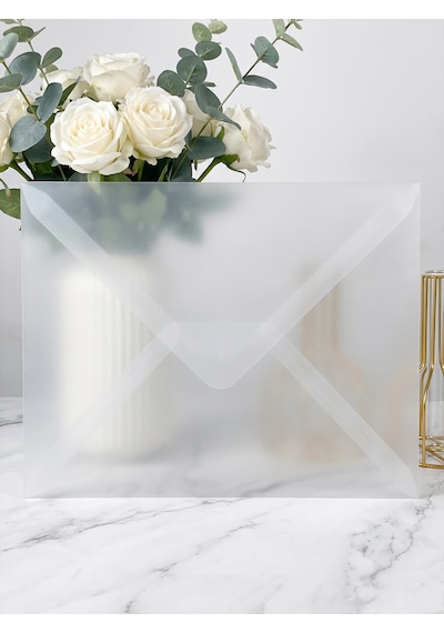 10 Adet 13x18 Cm Premium Kalite Davetiye Zarfı Buzlu Şeffaf