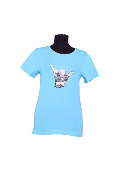 El Baskılı Kadın T-shirt Mavi