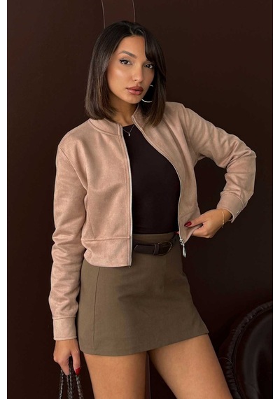 Verymoda Kadın Fermuarlı Bomber Ceket Vizon