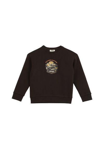 Jeep Kahverengi Erkek Çocuk Baskılı Sweatshirt J6wb-swt7781 Kahve