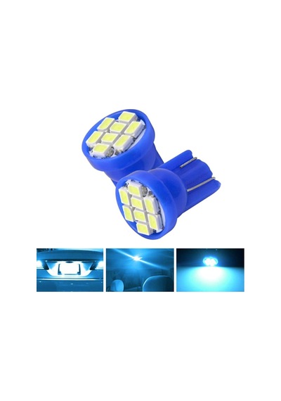 2 ADET BUZ MAVİ RENK MiNi DİPSİZ T10 LED PARK AMPULÜ 8 LEDLİ