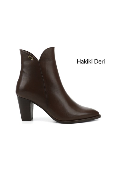 Gönderi(R) Gönderi R Kahve Antik Fermuarlı Sivri Burun Hakiki Deri Bot Kahve