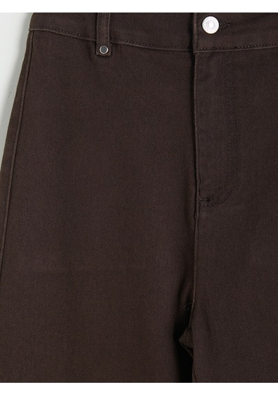 Lcw Modest Kahverengi Yüksek Bel Geniş Paça Kadın Pantolon