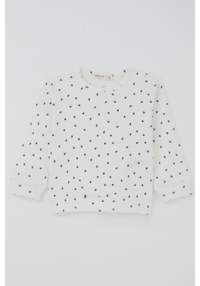 Breeze Kız Bebek Pijama Takımı Omuzdan Patlı Mini Çiçek Desenli 4 Ay-1 Yaş, Beyaz Beyaz