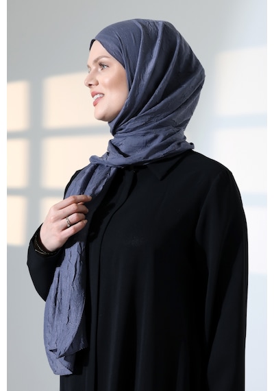 Kadın Tesettür Bambu Kraş Şal, Ütü Gerektirmeyen Doğal Hijab Başörtüsü 75x180 Cm - Füme