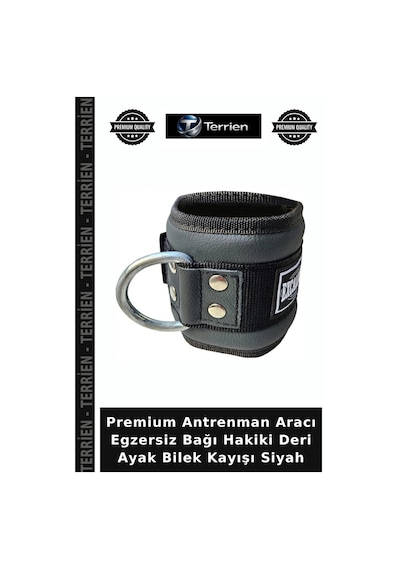 Premium Antrenman Aracı Egzersiz Bağı Hakiki Deri Ayak Bilek Kayışı Siyah