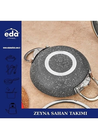 Eda Zk-603 Zeyna 3'lü Granit Kapaklı Sahan Set Gri