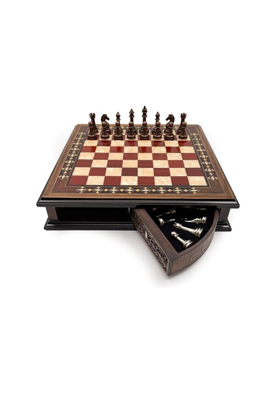 Özel - 4 - Tasarım El İşi Yuvarlak Satranç Tahtası Ve Metal Satranç Taşları Mcyv36 - - Edntrend - Bakır-gümüş, Kırmızı