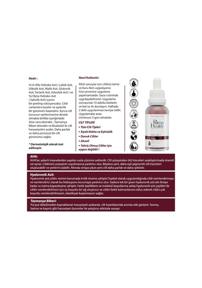 Canlandırıcı Ve Cilt Tonu Eşitleyici Yüz Peeling Serum 30 Ml Aha 10% + Bha 2%
