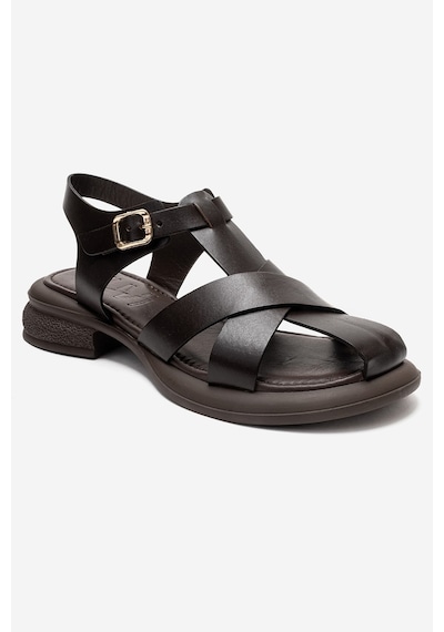 Luvishoes Guıdo Kahverengi Hakiki Deri Kadın Sandalet Kahverengi