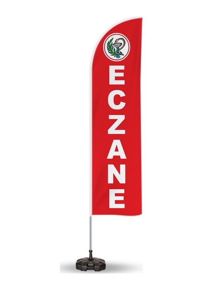 Eczane Yönlendirme Tanıtım ve Reklam Yelken Bayragı Kırmızı