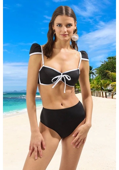 Ersefa Tasarım Bikini Takımı Klora Dayanıklı Hızlı Kuruyan Su Sporları İ Siyah