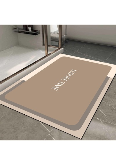 Dijital Kaymaz Yıkanabilir Banyo Mutfak Salon Paspas Halısı Trend Modern Al4002 krem
