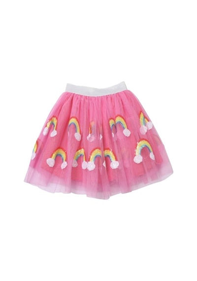 Pembe Furya Tül Parlak Gökkuşağı Aplike Işlemeli Beli Parlak Gümüş Lastikli Tutu Etek Pembe Pembe Furya Tül Parlak Gökkuşağı Aplike Işlemeli Beli Parlak Gümüş Lastikli Tutu Etek Pembe