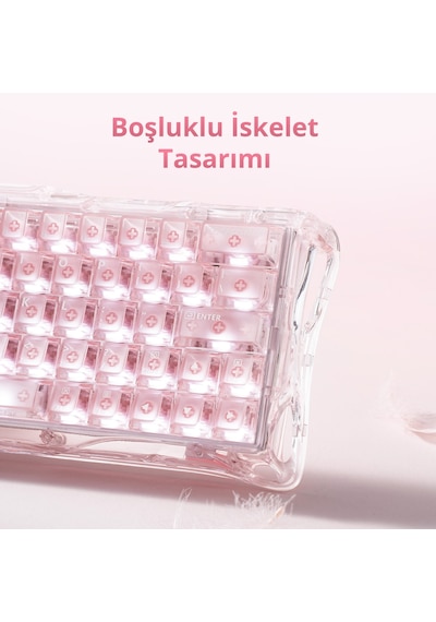 Gravastar Mercury V60 Manyetik Switch Gaming Klavye, Kablolu, İngilizce Q, Crystal Rose
