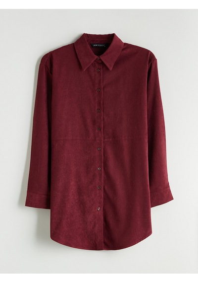 Lcw Modest Bordo Süet Görünümlü Kadın Gömlek Tunik