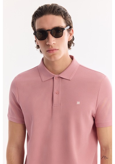 Avva Erkek Gül Kurusu Kıvrılmaz Polo Yaka %100 Pamuk Basic Regular Fit T-shirt B001032 Gülkurusu