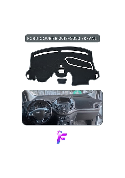 Ford Courier Ekranlı 2013-2020 Torpido Örtüsü Güneşten Korur Kolay Montaj Tam Uyum Tb68 Gri