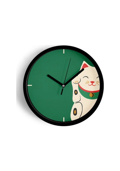 Sevimli Kedi Temalı Modern Çocuk Odası Duvar Saati - 25cm - Önü Camlı Siyah Kasa - Sessiz Mekanizma-jh0507 Siyah