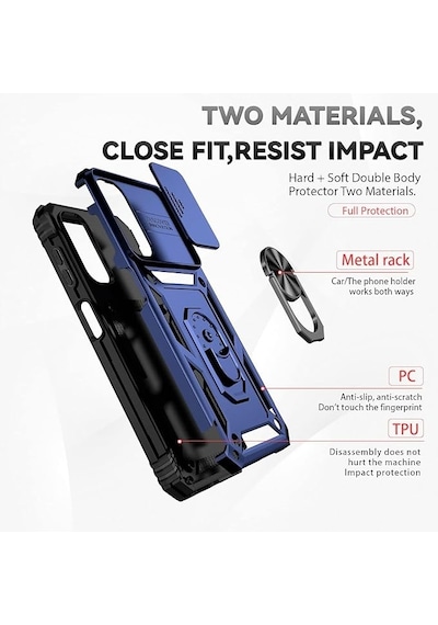 Samsung Galaxy A24 İle Uyumlu Kılıf Magnetik Standlı Kamera Korumalı Sürgülü Kapak