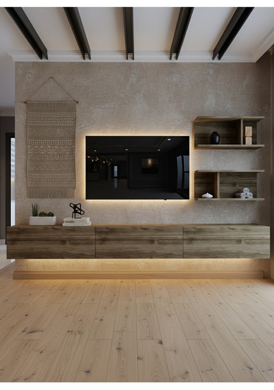 Resital Ledli Duvara Monte Tv Sehpası - Ceviz - W6012-2 Ceviz