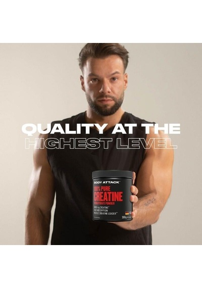 Body Attack 100% Pure Creatine Monohydrate Powder 300 Gr - 88 Servis - Almanya Menşeili Aromasız