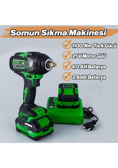 Akülü Somun Sıkma Makinesi 1100nm 21v 4.0ah Darbeli Güçlü Matkap Lokma Sökme Makinesi