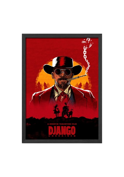 Django Unchained Siyah Ahşap Çerçeveli Poster, Dizi Duvar Tablosu