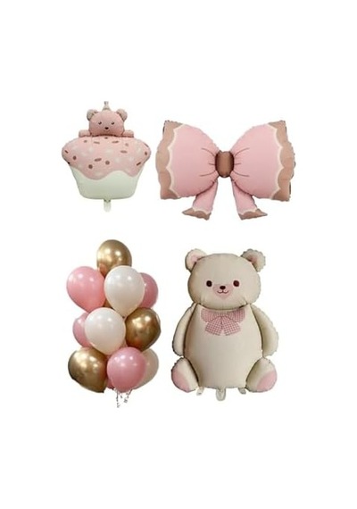 Baby Shower Retro Ayıcık Temalı Kız Bebek Kutlama Seti 256
