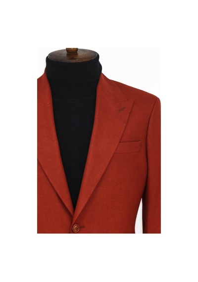 Düz Slim Fit Spor Bordo Erkek Ceket - Wessi Bordo