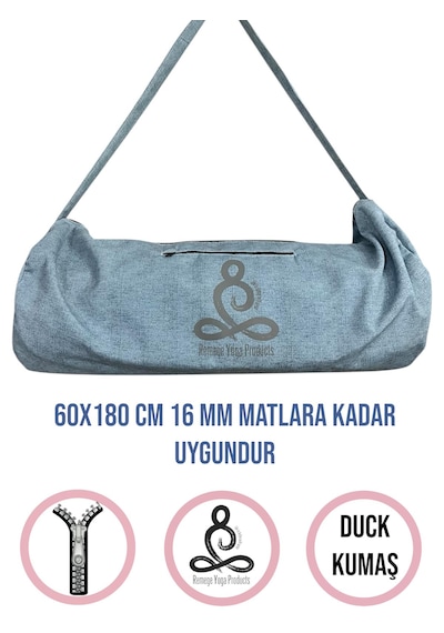 Mat Taşıma Çantası Yoga Fitness Silindir Antrenman Çantası + 2 Adet Mat Toplama Lastiği Mavi