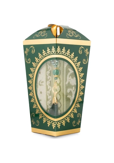 Ramazan Feneri Tesbih + Seccade  Seti Kraft Asetat Kutu, Yeşil Yeşil 65 X 100 Cm