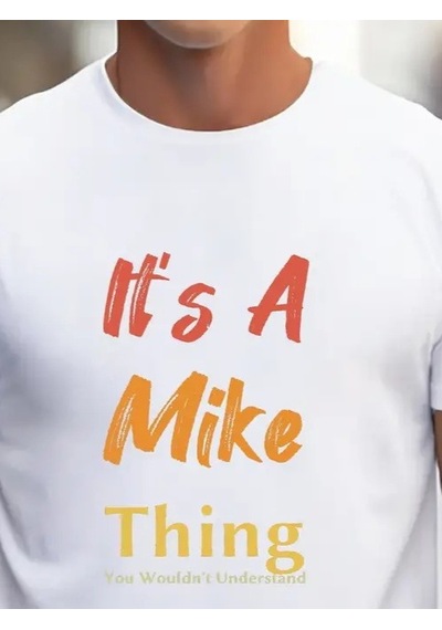 Erkek It Is A Mike Thing Baskılı Erkek T-shirt Beyaz