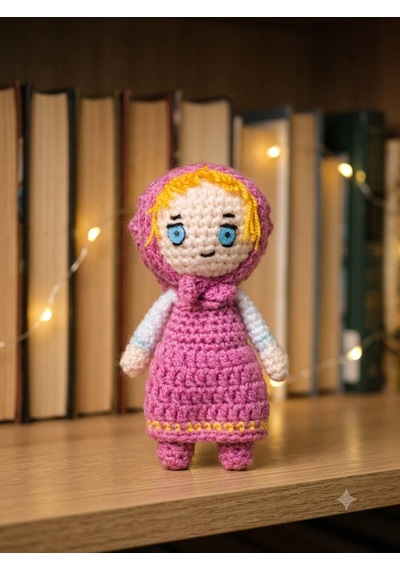 Afacan Kız Amigurumi Örgü Oyuncak -Çizgi Film Karakteri Hediyelik Figür 11 Cm