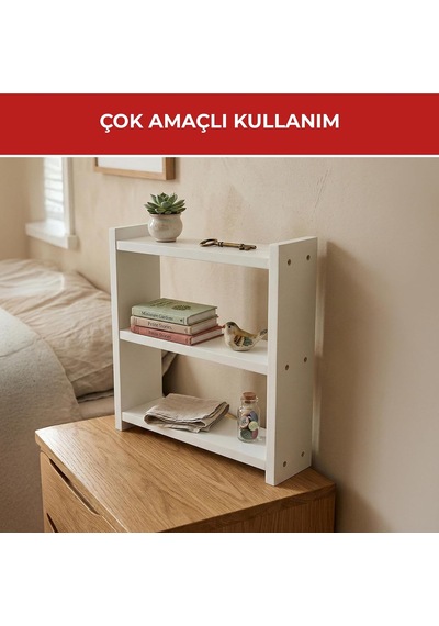 Ahşap 3 Raflı Baharatlık, Tezgah Üstü Çok Amaçlı Mutfak Düzenleyici Raf Organizer Çok Renkli