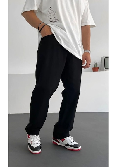 Erkek Siyah Baggy Pantolon Siyah