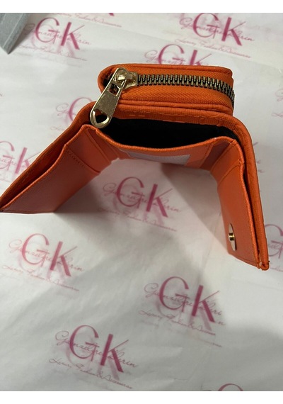 Gk Gamzelirenklerim Luxury Fashıon&accessorıes Kabartma Yazılı Cüzdan Mini- Çok Bölmeli Turuncu