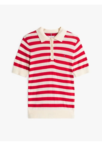 Tommy Hilfiger Kısa Kollu Triko Örgü Polo Yakalı T-shirt Kirmizi