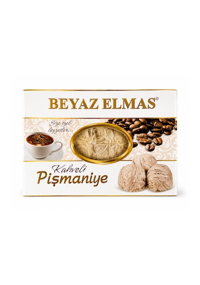 Beyaz Elmas Kahveli Pişmaniye 250 Gr - Geleneksel Türk Pişmaniyesi - Kahve Aromalı Tel Helva